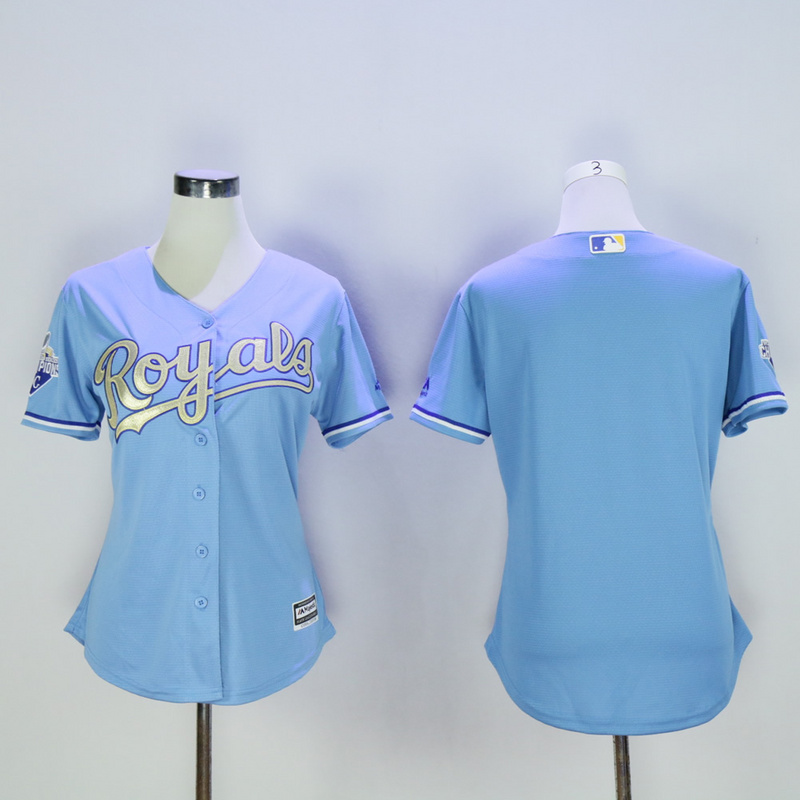 Women Kansas City Royals Blank Light Blue Champion MLB Jerseys->youth mlb jersey->Youth Jersey
